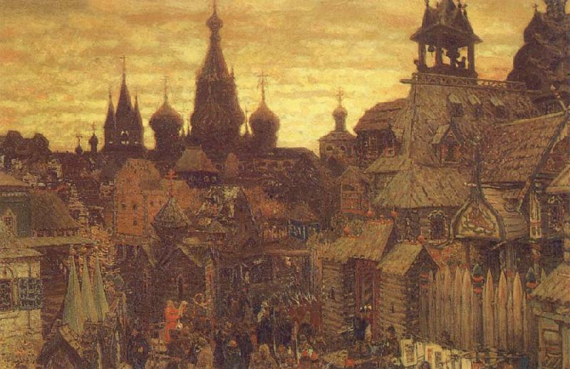 The Old Moscow a street in Kitai-Gorod in the 17th century, unknow artist